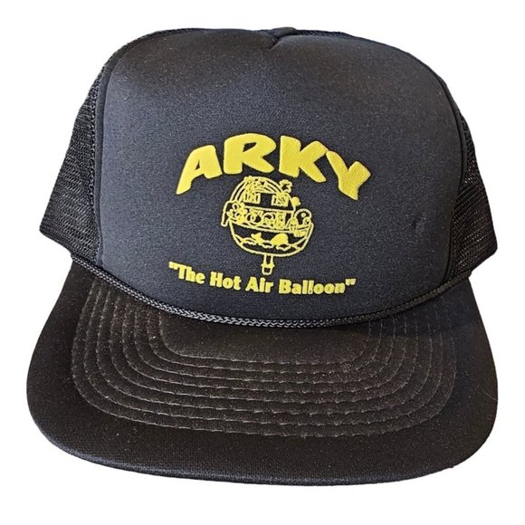 Vintage 80s Hot Air Balloon Festival Noahs‎ Ark Arky Rope Hat Snapback Cap Black